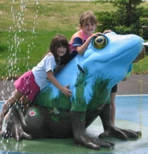 200434 Toronto Swampy large fiberglass enamel painting frog splash pad