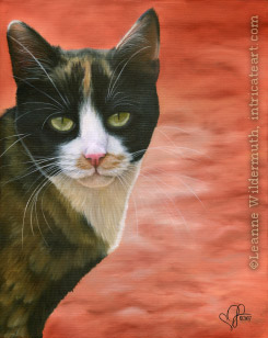calico cat portrait oil painting realism original realistic fine art