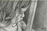 Custom child Portrait Claire little girl thoughtful graphite pencil drawing original traditional realistic fine art