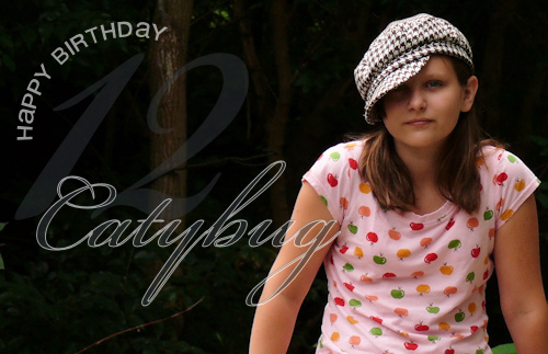 catybug birthday card graphic design
